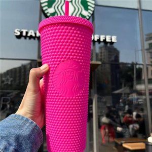 Starbucks Barbie Pink Matte Diamond Studded Tumbler Cold Cup